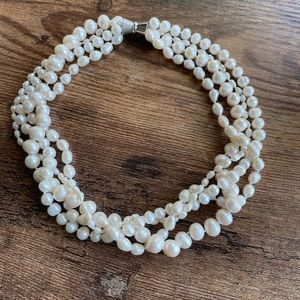 Pearl Necklace:4 strand and 4 multi shapes of natural pearls.